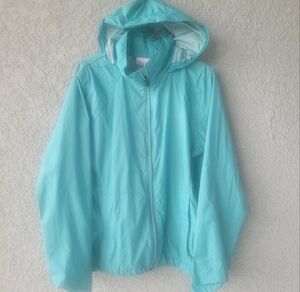 Columbia Women Light Blue Raincoat Windbreaker